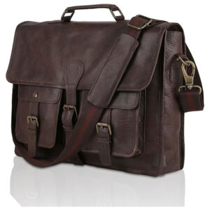 Genuine Leather Laptop Messenger Briefcase Bag (18-Inch)