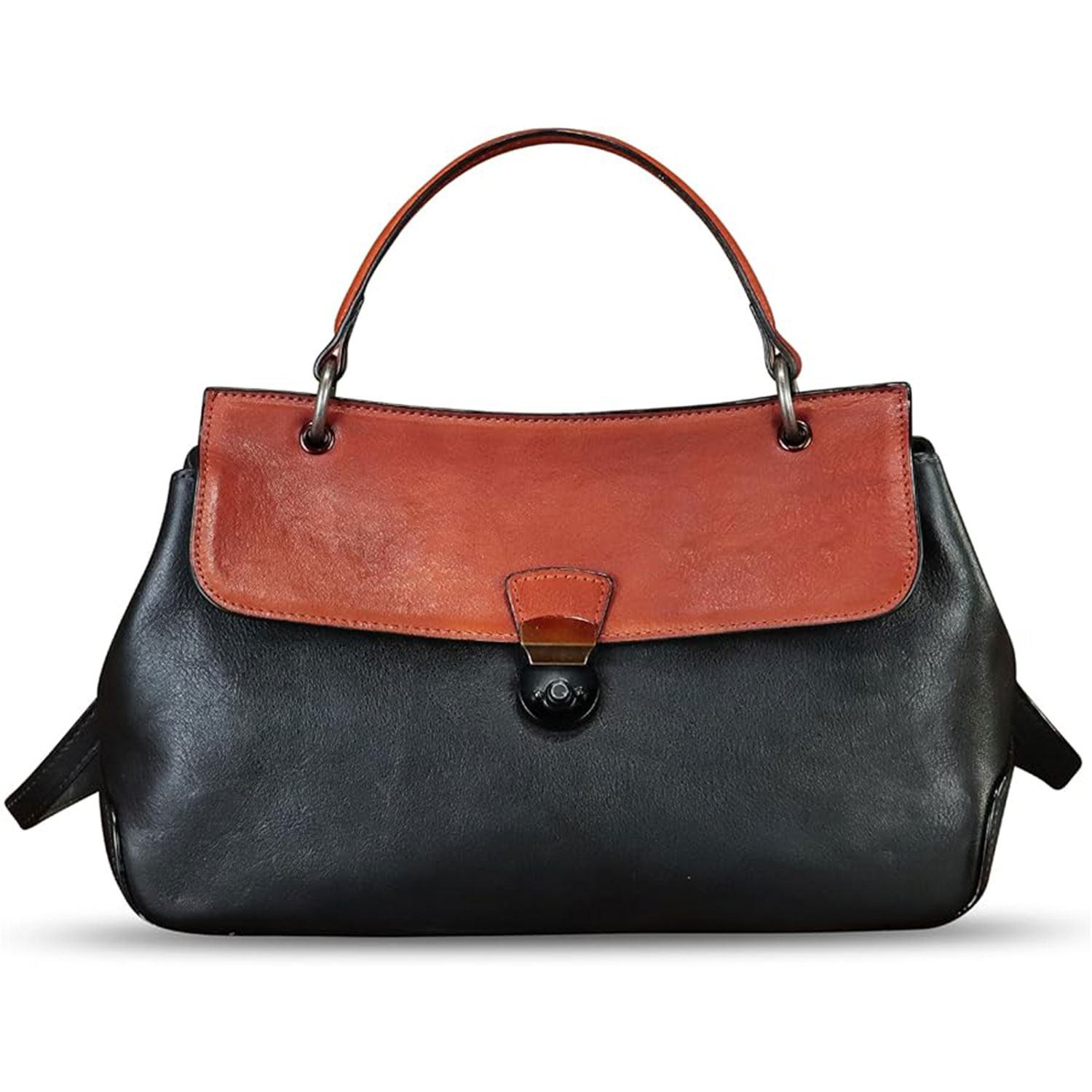 Genuine Leather Vintage Style Handbag with Adjustable Strap